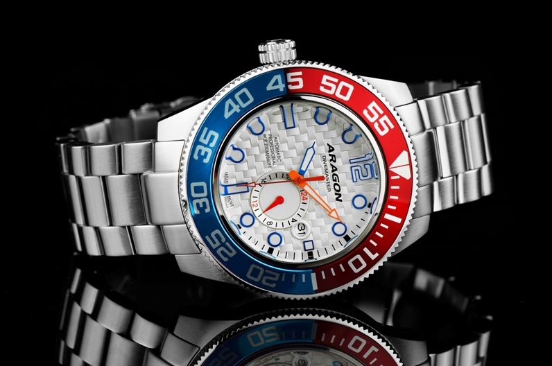 ARAGON Divemaster III 45mm White-Blue-Red Automatic Steel