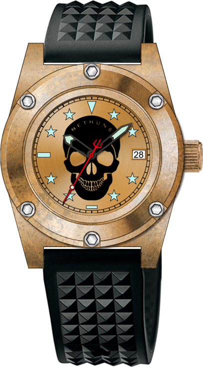 Nethuns Scuba 500 Gold Skull Bronze Steel Automatic