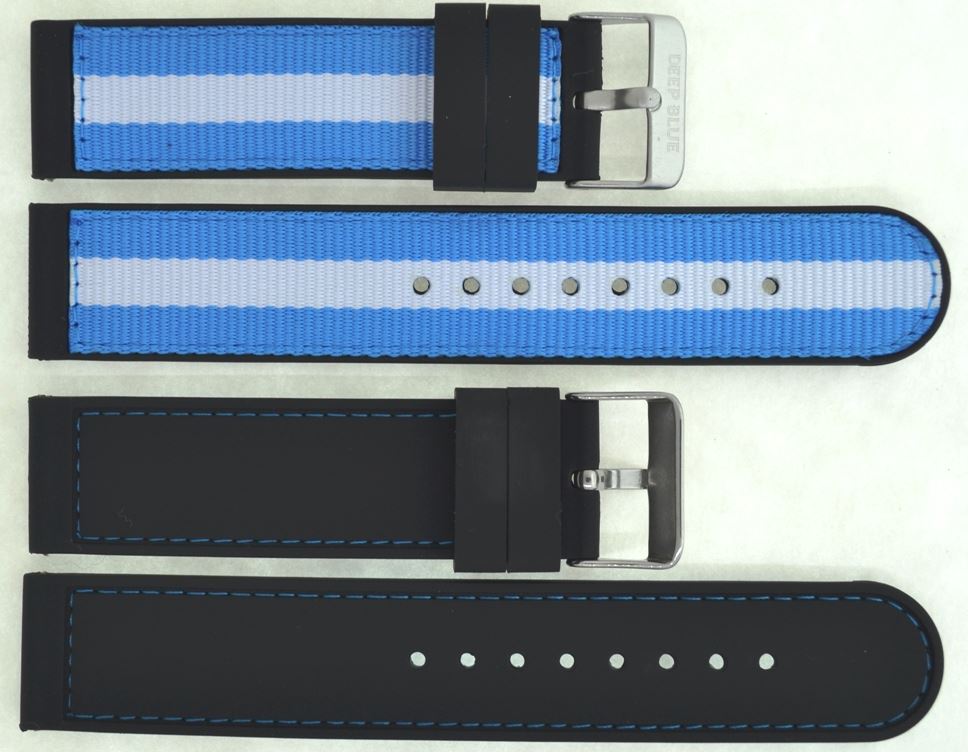 Deep Blue Nylon / Silikon Armband 22mm