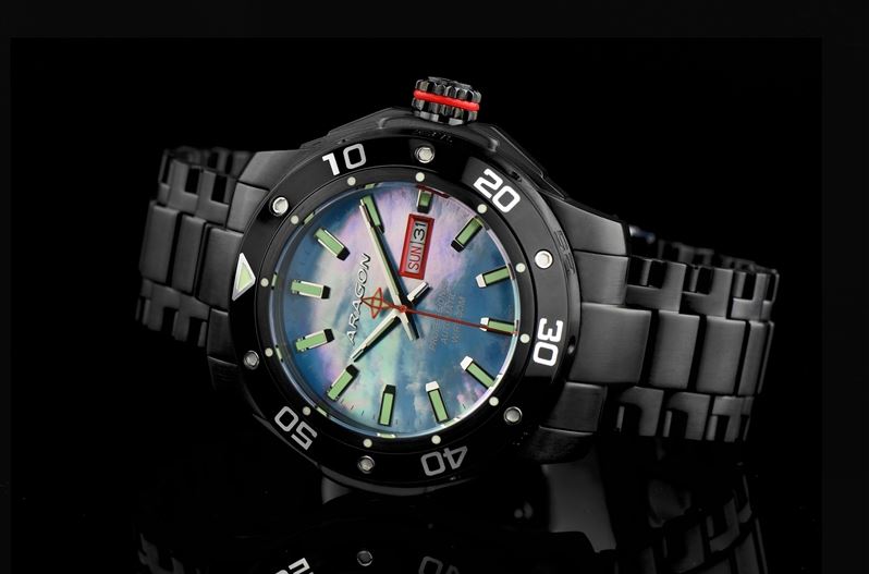 ARAGON Superjet 50mm Blue MOP 500m Automatic Black IP
