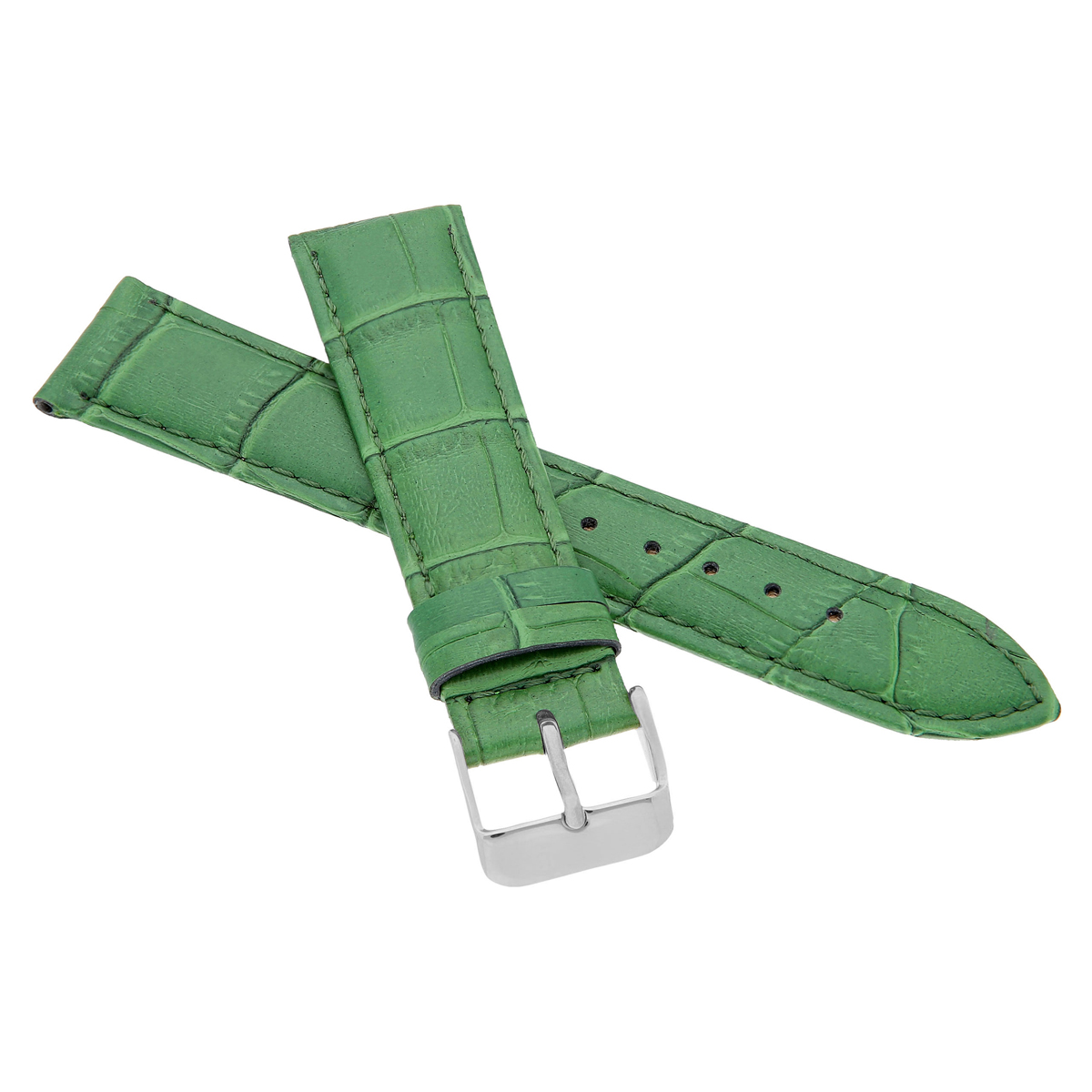 Lederarmband Grün Croco LM-80 Krokodilmuster Uhrenarmband