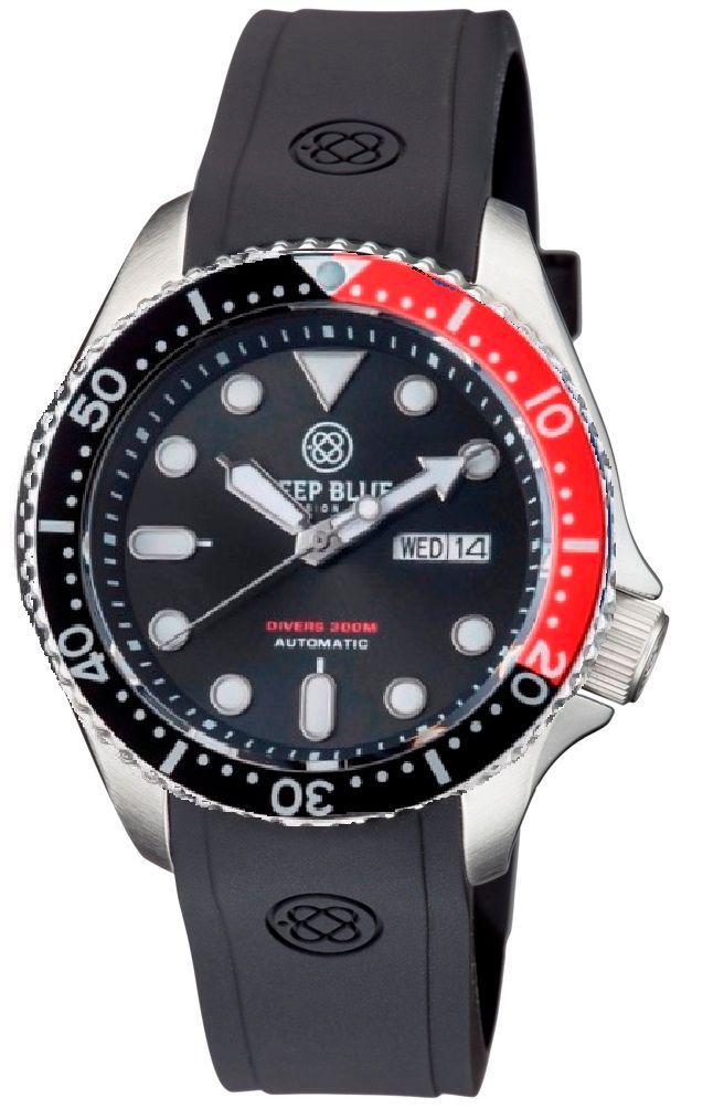 Deep Blue Military Diver 300 40mm Automatic Black-Red