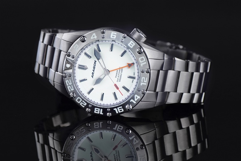 ARAGON Enforcer Titanium GMT 9075 White Full Lume 50mm