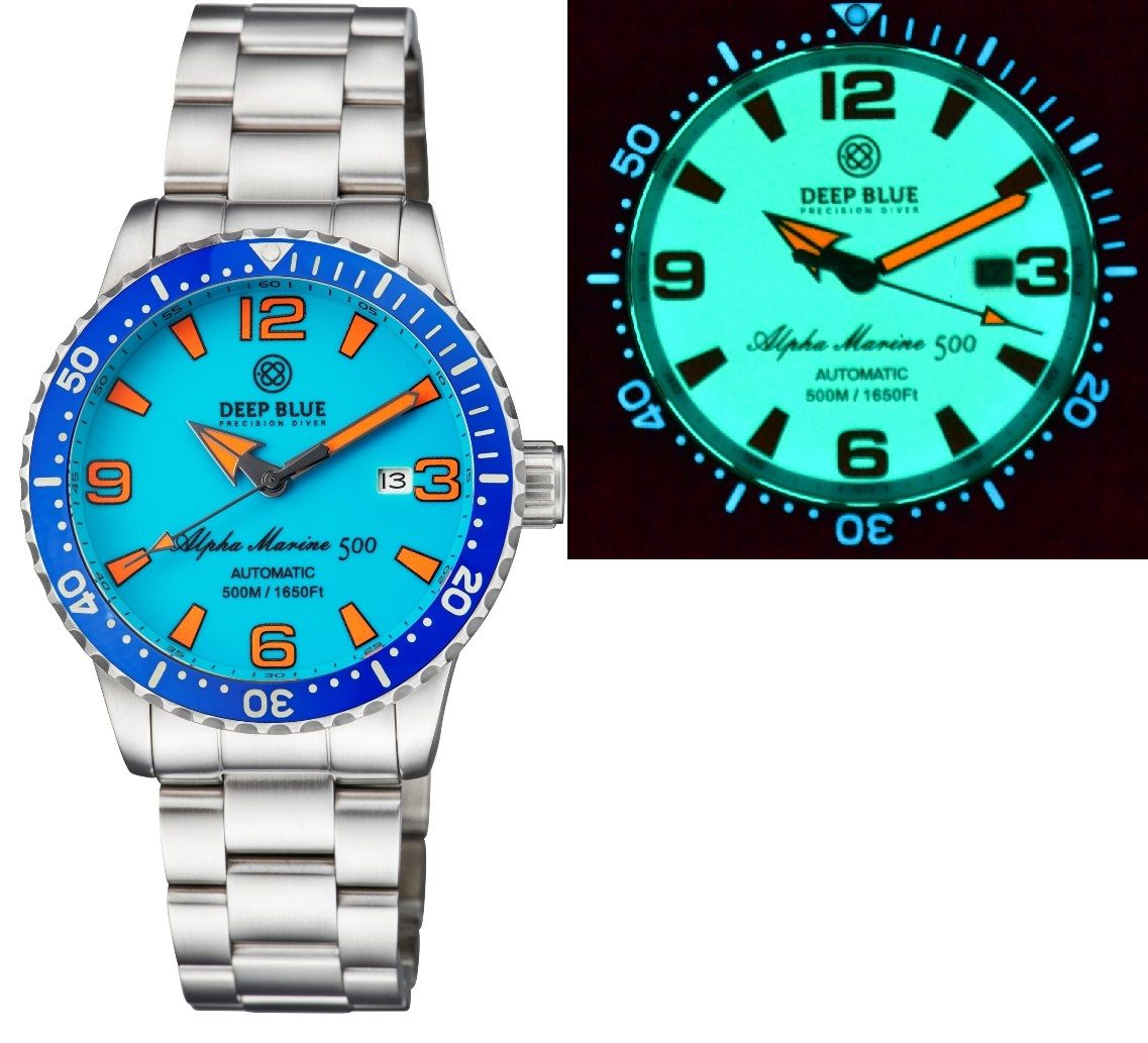 Deep Blue Pro Alpha Marine 500m 44mm Blue-White Full Blue-Orange Lume