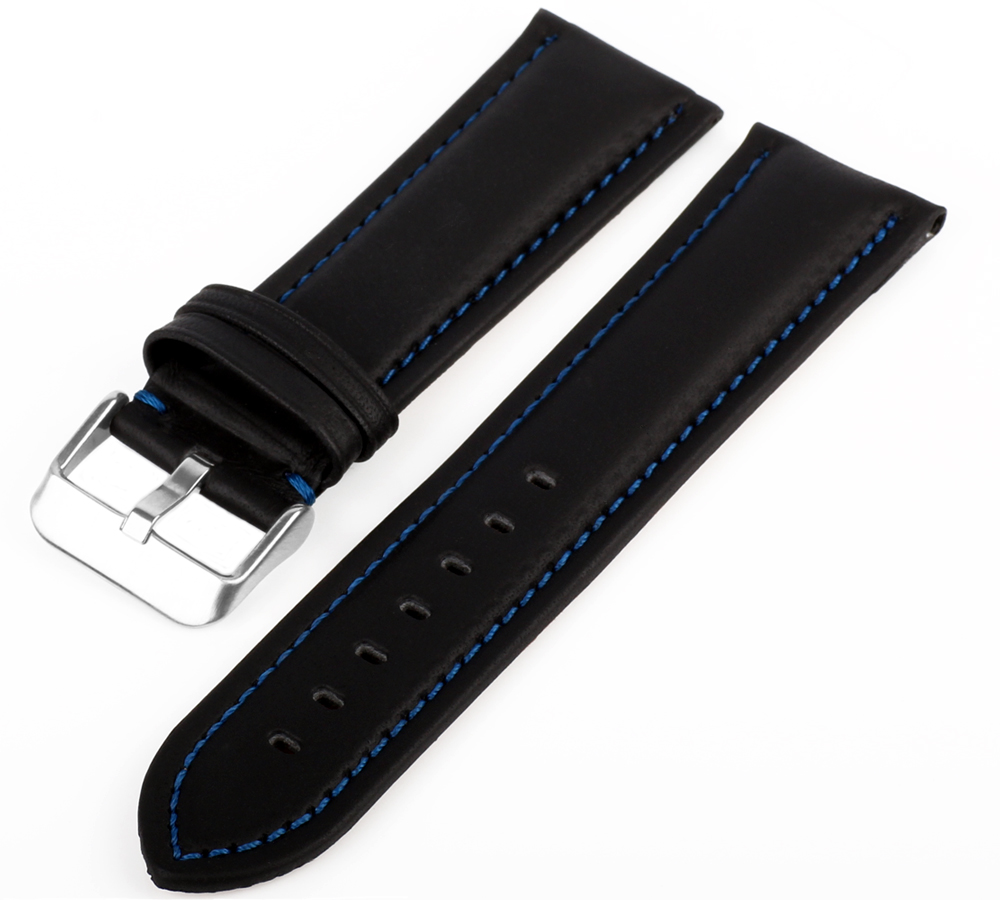 Uhren Lederarmband Schwarz-Blau LR-40